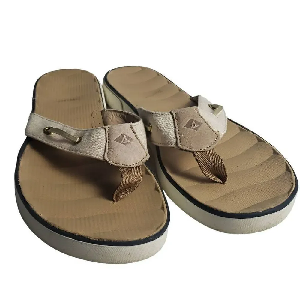 Sperry Tan Flip Flops